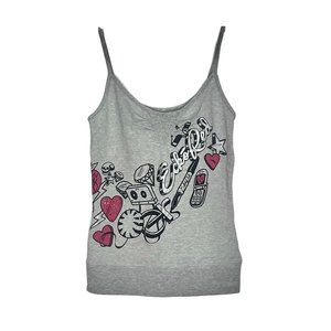NWT Eckored Grey Skull Red Heart Stretchy Camisole XS / XP / XP